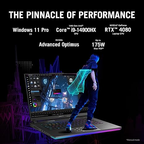 ASUS ROG Strix Scar 16 (2024) Gaming Laptop, 16” Nebula HDR 16:10 QHD 240Hz/3ms, 1100 nits, Mini LED Display, GeForce RTX 4080, Intel Core i9-14900HX, 32GB DDR5, 1TB SSD, Windows 11 Pro, G634JZR-XS96