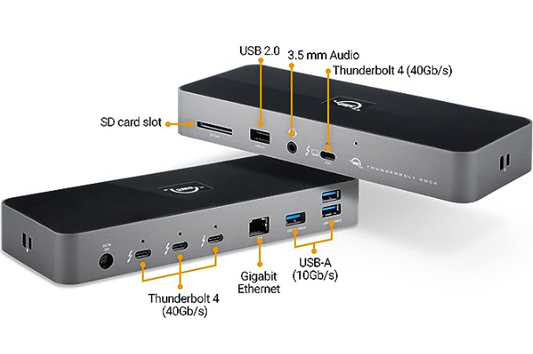 OWC 11-Port Thunderbolt Dock with 4 Ports, 4 USB Ports, Ethernet, Audio, and Card Reader Functionality for Thunderbolt 3 Mac or Thunderbolt 4 PC