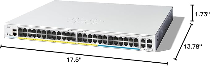 Cisco Catalyst 1300-48MGP-4X Managed Switch, 32 Port GE, 16 Port 2.5GE, PoE, 4x10GE SFP+, Limited Lifetime Protection (C1300-48MGP-4X)